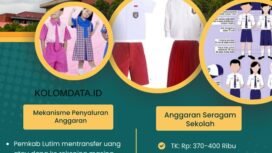 Infografis mekanisme dan besaran biaya seragam sekolah setiap siswa. Kolomdata.id
