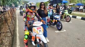 Fahri Sandi pembalap GVK Racing Team Malili star ke tujuh ajang Bupati Road Race Kejurprov Putaran Kedua IMI Sulsel di Sirkuit Taman Sayang Puncak Indah, Lutim, Minggu, (01/05/25)