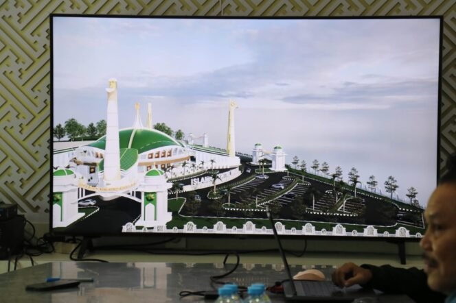 
					Design baru Islamic Center. Design ini sudah dipresentasikan di hadapan Bupati Luwu Timur, Irwan Bachri Syam, Jum'at (04/07/25)