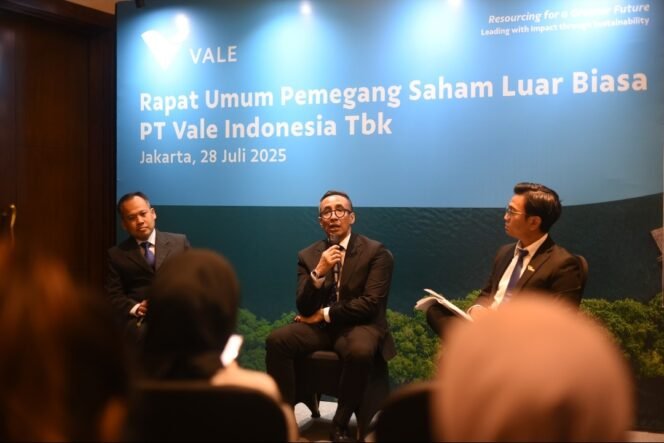 
					Bernardus Irmanto memberikan kata sambutan usai terpilih sebagai Presiden Direktur dan CEO PT Vale pada RUPSLB, di Jakarta Senin, (28/07/25)