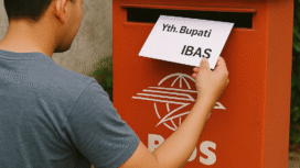 Ilustrasi. Seseorang mengirim surat untuk Bupati Irwan Bachri Syam (Ibas)