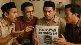 Ilustrasi masyarakat diskusikan pemecatan HM Siddiq BM