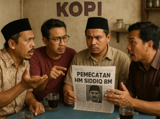 Ilustrasi masyarakat diskusikan pemecatan HM Siddiq BM 