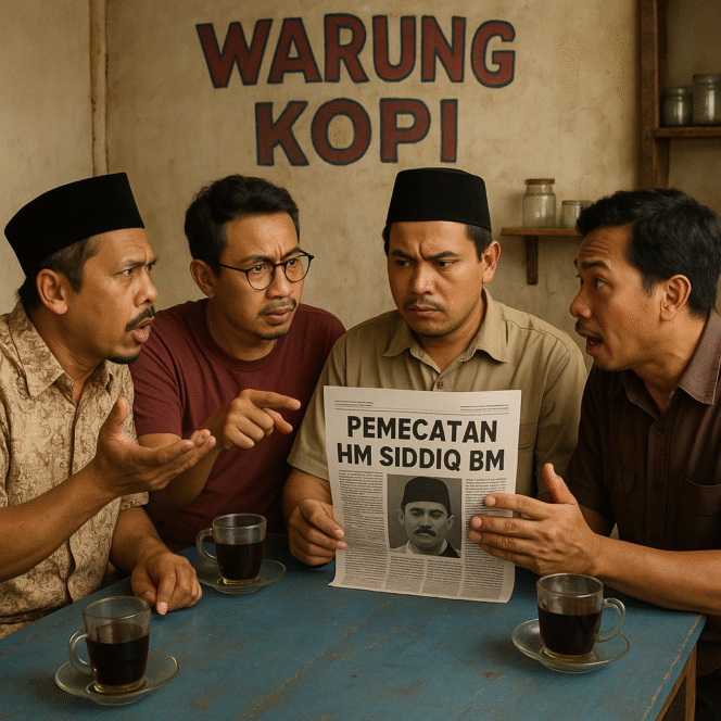 
					Ilustrasi masyarakat diskusikan pemecatan HM Siddiq BM 