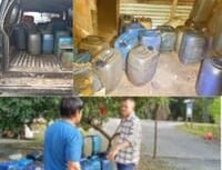 Anggota Kepolisian Polres Luwu Timur mengamankan BBM bersubsidi jenis solar. 