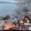 Tampilan dari atas kebakaran di Dermaga Sorowako, Rabu, (27/08/25). 