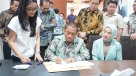 Penandatanganan MoU sewa lahan antara Pemkab Lutim dan PT IHIP di Jakarta, (24/09/2025)