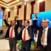 Tiga calon Rektor Unhas. Kiri ke kanan : Prof Sukardi Weda, Prof Jamaluddin Jompa, Prof Budu.