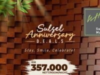 Poster promo Sulsel Anniversary Deals Whiz Prime Hotel Sudirman Makassar